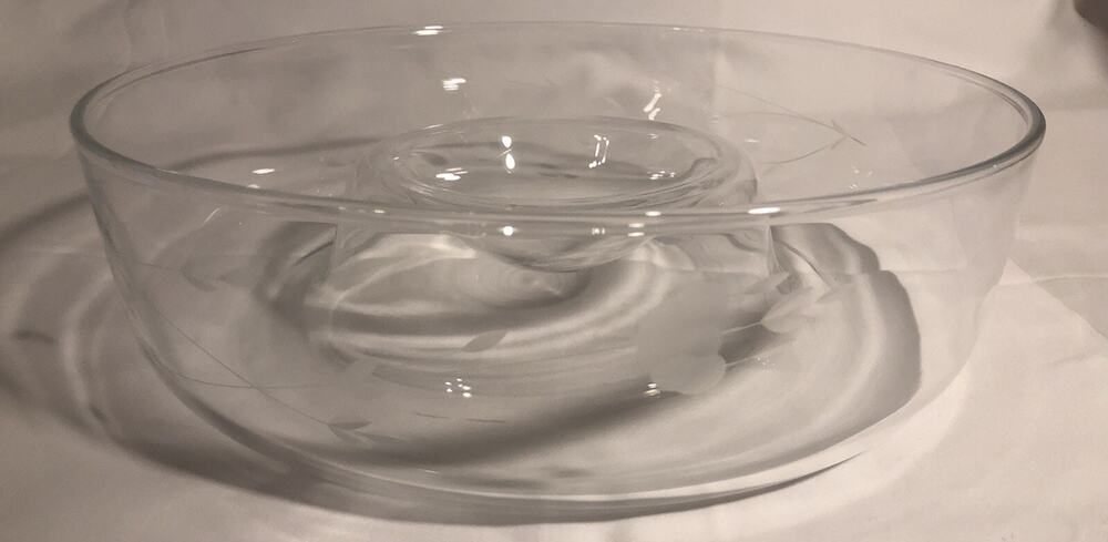Princess House Heritage Crystal Glass Chip and Dip Large Bowl Dish 11 1/4”no Box